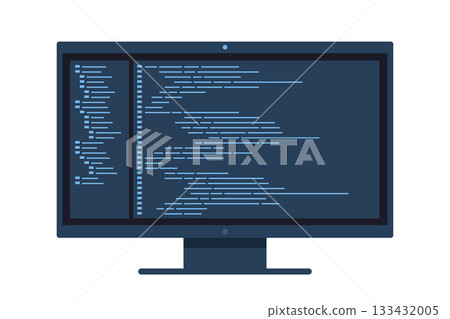 Computer software coding vector concept. Programming coding script java, digital program code on monitor screen. Vector illustration. Computer software coding vector concept. Programming coding script java, digital program code on monitor screen. Vector illustration. 133432005