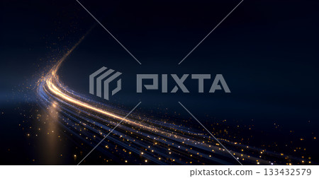 金色的光芒，彎曲的，閃耀的光線 133432579