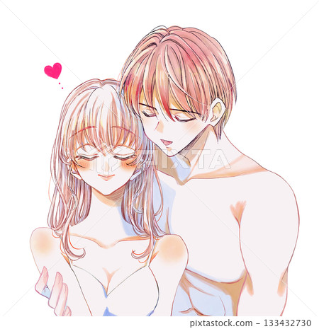 Men and women hugging, underwear, hair down 133432730