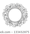 Wild Rose Outline Round Frame. 133432875