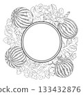 Watermelon Plant Outline Round Frame. 133432876