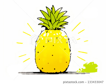 手繪菠蘿插圖 133433047