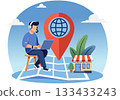 Illustration Global Customer Support and Local Store Location 133433243