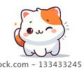 Illustration Cute Winking Cat Sticker or Icon 133433245