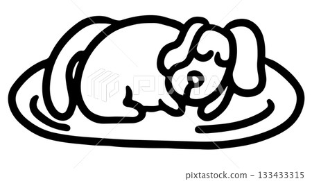 Outline of puppy sleeping on a bed for decoration, bedroom, cartoon character, comic, dog drawing, pet shop, vet, adopt and rescue animals, foster home, shelter, house decoration, kid colouring book Outline of puppy sleeping on a bed for decoration, bedroom, cartoon character, comic, dog drawing, pet shop, vet, adopt and rescue animals, foster home, shelter, house decoration, kid colouring book 133433315