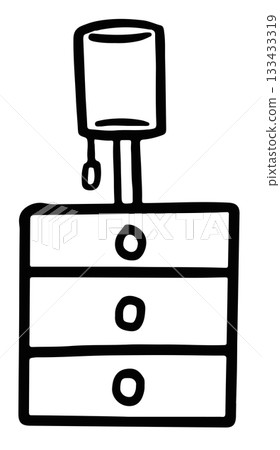 Cute hand drawn outlines of table lamp on drawers for kid colouring book, bedroom, furniture, storage, clothes, home decor, house, room design, interior, department store, online shopping, decorations 133433319