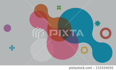 Colorful abstract various shapes transparent overlap on gray background graphic illustration. 133434050
