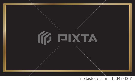 3D golden rectangle frame with black background graphic illustration. 3D golden rectangle frame with black background graphic illustration. 133434067