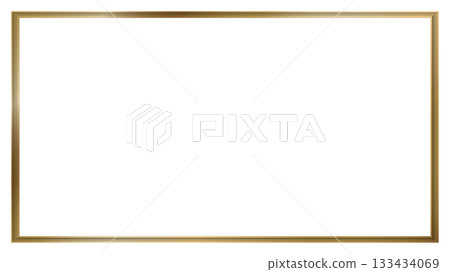3D golden rectangle frame isolated with white background graphic illustration. 133434069