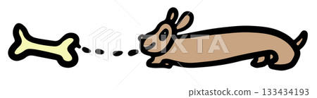 Cute hand drawn illustration of puppy chasing bone for decoration, dog cartoon, characters, comic, pet shop, vet, adopt and rescue animal, foster home, shelter, house, home, furniture, park, yard Cute hand drawn illustration of puppy chasing bone for decoration, dog cartoon, characters, comic, pet shop, vet, adopt and rescue animal, foster home, shelter, house, home, furniture, park, yard 133434193