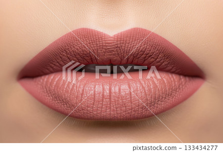 Beautiful dusty rose lipstick on perfect lips. Beautiful dusty rose lipstick on perfect lips. 133434277
