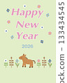 Foal and flower New Year's card design 133434545
