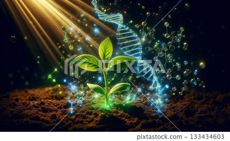 Genetic Engineering Agriculture DNA Technology Crop Innovation Futuristic Farming Biotechnology Soil Research Plant Science Digital Growth Sustainable Food Production 133434603