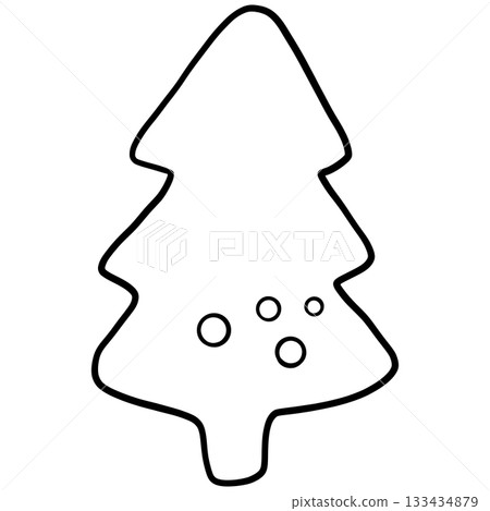 Christmas Tree Cookie Illustration in doodle style 133434879