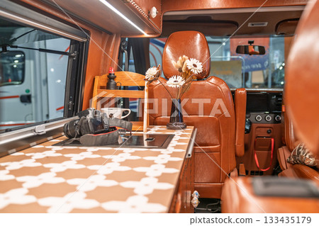 Interior space of a modern camping RV Interior space of a modern camping RV 133435179