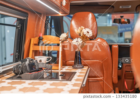 Interior space of a modern camping RV Interior space of a modern camping RV 133435180