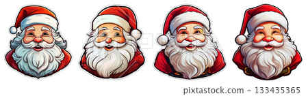 Cartoon Character of Smiling Santa Claus Isolated on Transparent - Generative Ai 133435365