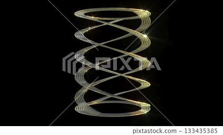 Yellow swirl glass lines on black bg 3d render Yellow swirl glass lines on black bg 3d render 133435385