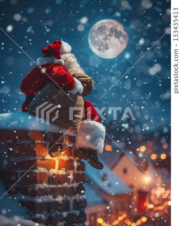 月光下聖誕老人的靜謐休憩 月光下聖誕老人的靜謐休憩 133435413