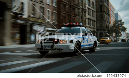 紐約警察局警車行駛在紐約街頭的3D CG動畫 紐約警察局警車行駛在紐約街頭的3D CG動畫 133435974