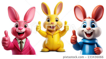Happy Rabbit Cartoon Character Showing Thumbs Up Isolated on Transparent - Generative Ai Happy Rabbit Cartoon Character Showing Thumbs Up Isolated on Transparent - Generative Ai 133436066