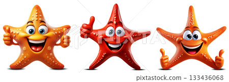 Happy Starfish Cartoon Character Showing Thumbs Up Isolated on Transparent - Generative Ai Happy Starfish Cartoon Character Showing Thumbs Up Isolated on Transparent - Generative Ai 133436068