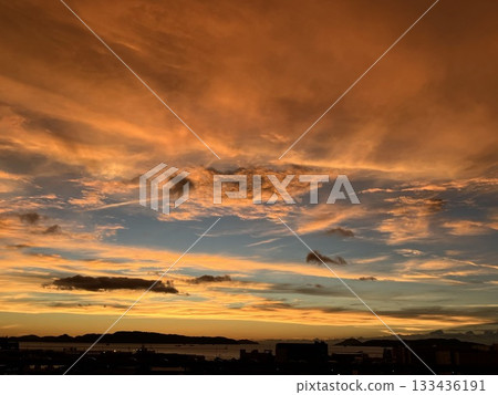 Fiery sunset over Hakata Bay Fiery sunset over Hakata Bay 133436191