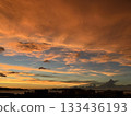 Fiery sunset over Hakata Bay 133436193