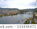 Kiso River and Inuyama Bridge as seen from Inuyama Castle's main tower 133436471