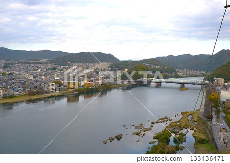 Kiso River and Inuyama Bridge as seen from Inuyama Castle's main tower 133436471