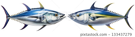 Tuna and Yellowfin Tuna Fish Isolated on Transparent Background - Generative Ai Tuna and Yellowfin Tuna Fish Isolated on Transparent Background - Generative Ai 133437279