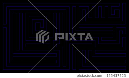 Dark blue labyrinth pattern lines on black background graphic illustration. Dark blue labyrinth pattern lines on black background graphic illustration. 133437523