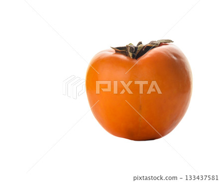 Ripe persimmon isolated on white background 133437581