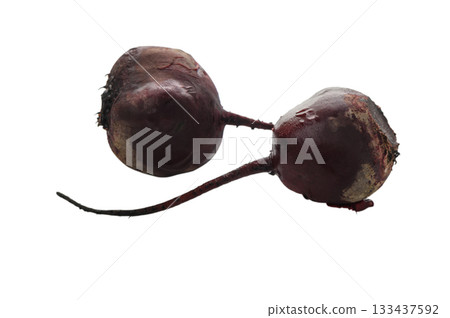 Two cooked beetroots isolated on white Two cooked beetroots isolated on white 133437592