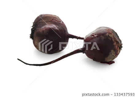 Two boiled beetroots on white background 133437593