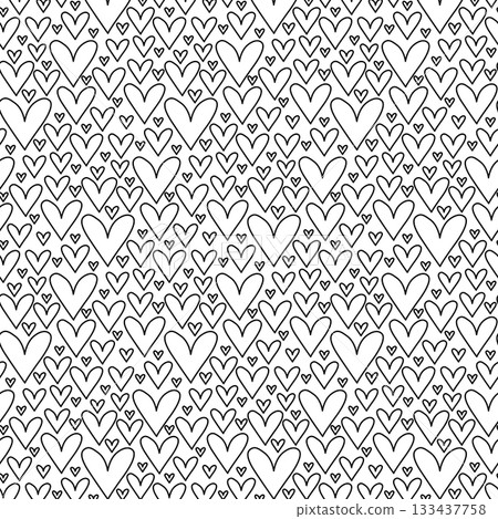 heart closeup Valentine's Day seamless pattern. Vector graphic line black and white illustration. Silhouette sign for logo, print, comics, fashion, pop art, boards, design, stickers, decoration heart closeup Valentine's Day seamless pattern. Vector graphic line black and white illustration. Silhouette sign for logo, print, comics, fashion, pop art, boards, design, stickers, decoration 133437758