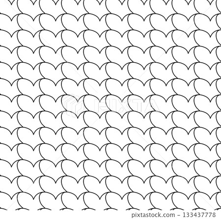 Hearts closeup Valentine's Day seamless pattern. Vector graphic line black and white illustration. Banner, poster, wrapping paper, sticker, print, modern textile design. 133437778