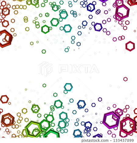 Seamless pattern hexagon confetti. Color birthday party consept. 133437899