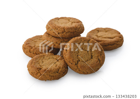 Appetizing Oatmeal Cookies on White Background 133438203