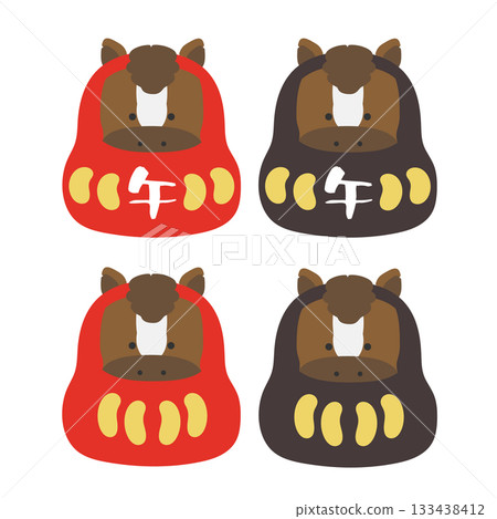 Year of the Horse Zodiac Daruma (Daruma) Illustration Set Year of the Horse Zodiac Daruma (Daruma) Illustration Set 133438412