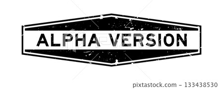 Grunge black alpha version word hexagon rubber seal stamp on white background 133438530