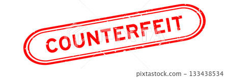 Grunge red counterfeit word rubber seal stamp on white background 133438534