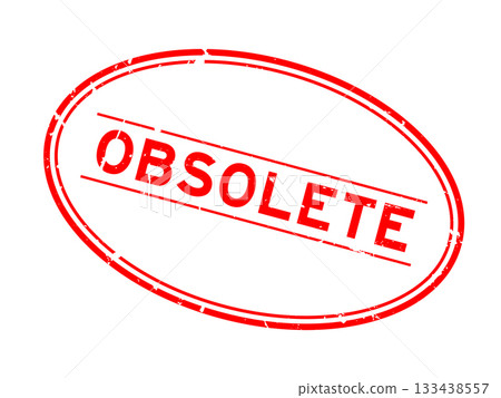 Grunge red obsolete word oval rubber seal stamp on white background Grunge red obsolete word oval rubber seal stamp on white background 133438557