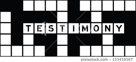 Alphabet letter in word testimony on crossword puzzle background Alphabet letter in word testimony on crossword puzzle background 133438567