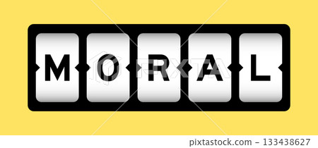 Black color in word moral on slot banner with yellow color background 133438627