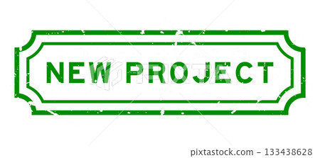 Grunge green new project word rubber seal stamp on white background 133438628