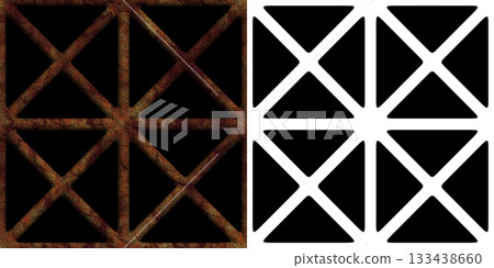 Rusty metal fence texture background. Grunge filter. 133438660