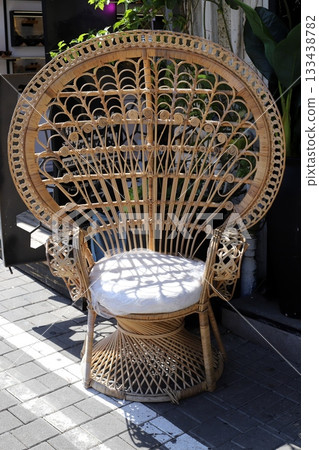 Chair and table in a city cafe on the seafront in Tel Aviv. 133438782