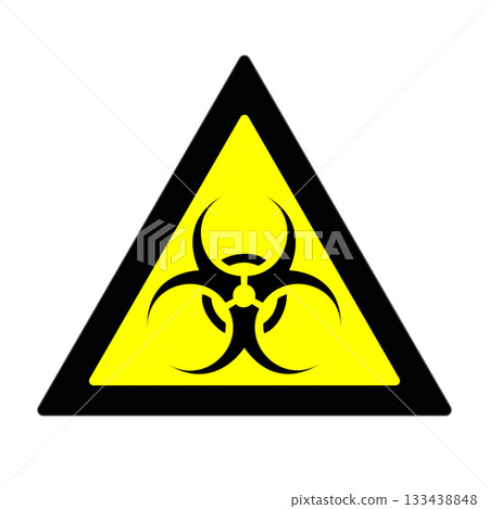 Biohazard yellow triangle warning sign. Grunge filter. Biohazard yellow triangle warning sign. Grunge filter. 133438848