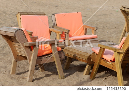 Chair and table in a city cafe on the seafront in Tel Aviv. Chair and table in a city cafe on the seafront in Tel Aviv. 133438890